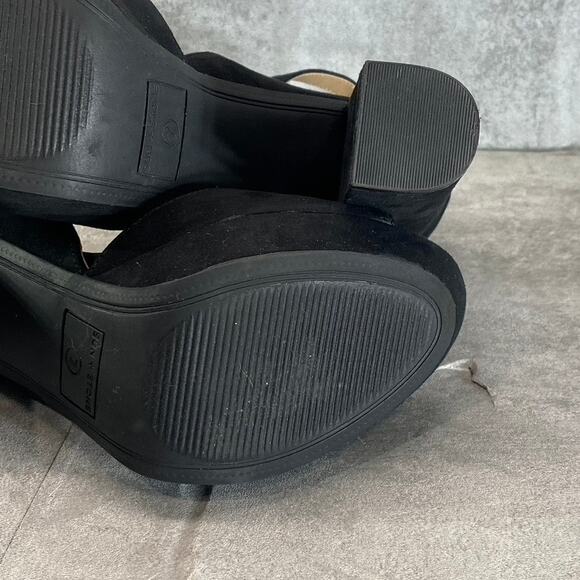 SUN+STONE Women's Black Micro Reeta Block-Heel Platform Heels SZ 7 - Picture 7 of 9